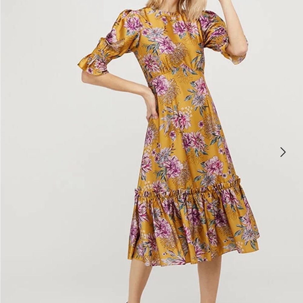 Monsoon Satin Floral Midi Dress